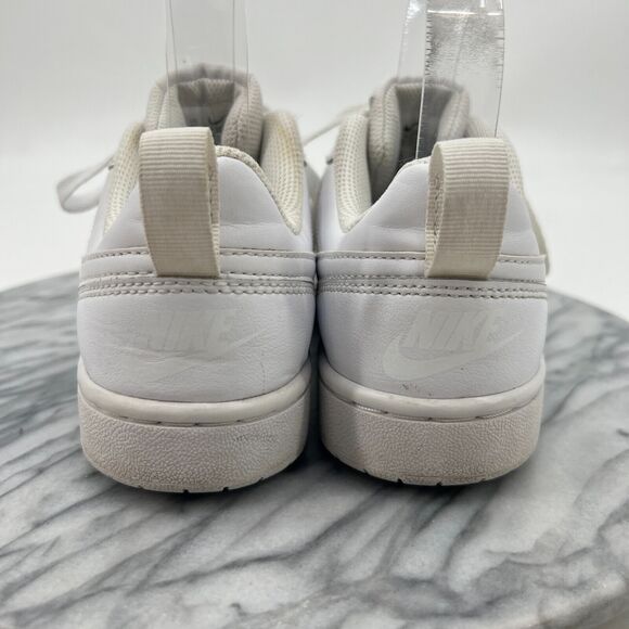 Nike Court Borough Shoes Youth Big Kid 4Y Triple White Leather Low Top Lace - Picture 5 of 11